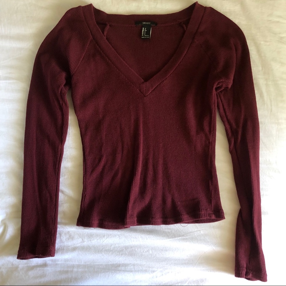 Forever 21 Maroon Long Sleeve Top